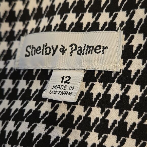Shelby And Palmer Black and White Houndstooth Midi Retro Dress - Picture 7 of 8